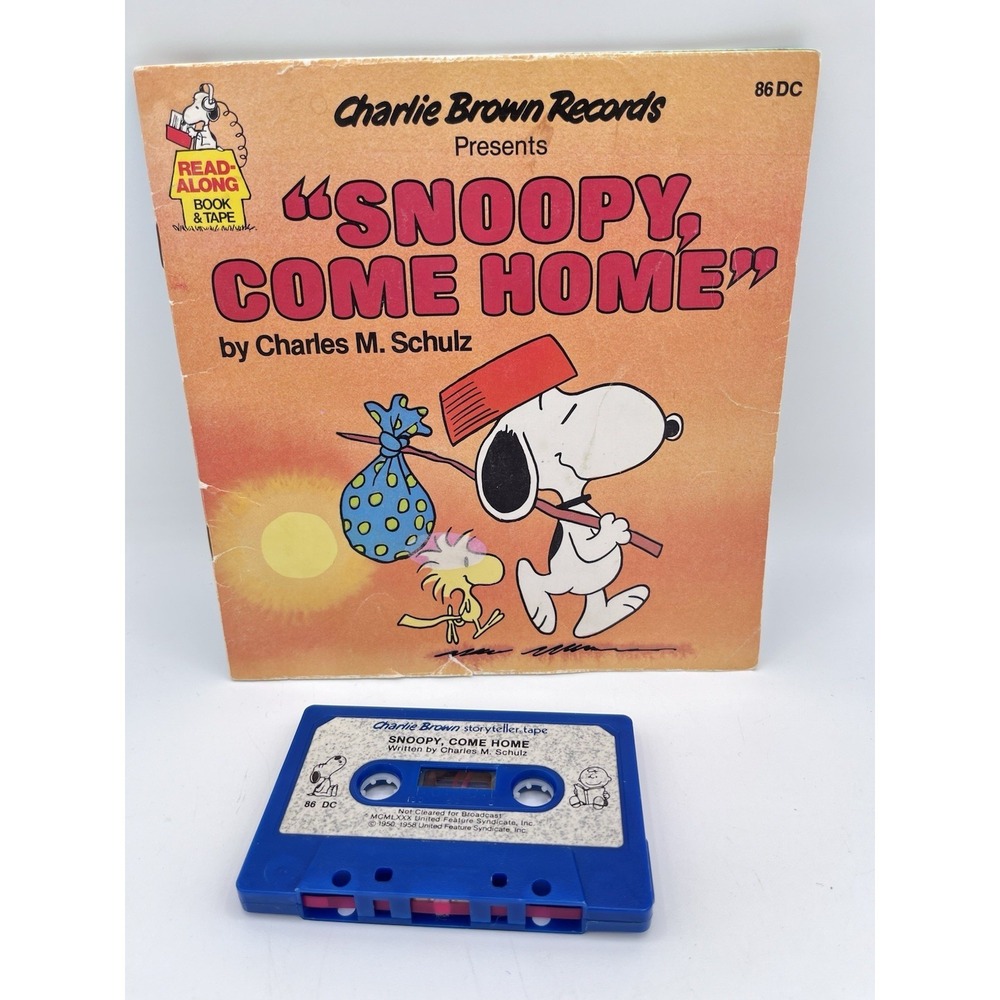 Vintage Snoopy Come Home book softcover w/audio cassette tape 1980